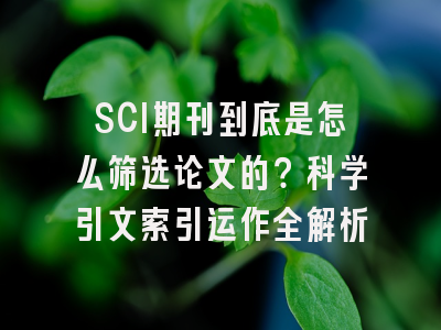 SCI期刊到底是怎么筛选论文的？科学引文索引运作全解析