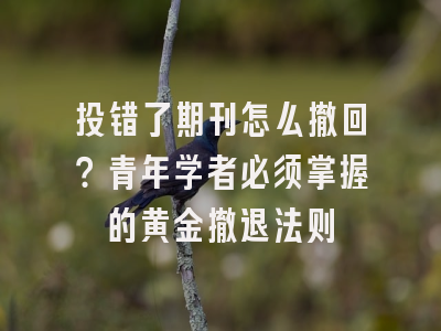 投错了期刊怎么撤回？青年学者必须掌握的黄金撤退法则