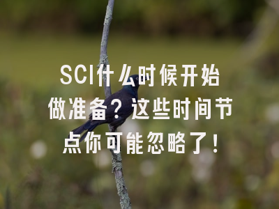 SCI什么时候开始做准备？这些时间节点你可能忽略了！