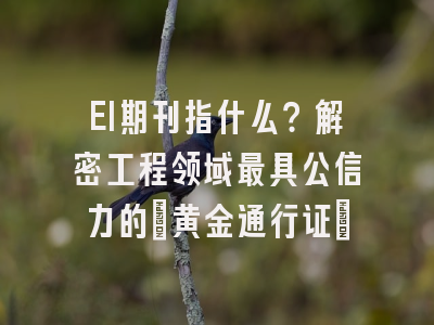 EI期刊指什么？解密工程领域最具公信力的「黄金通行证」