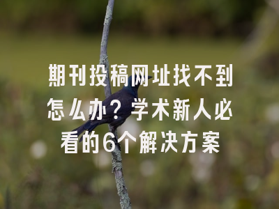 期刊投稿网址找不到怎么办？学术新人必看的6个解决方案