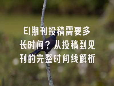 EI期刊投稿需要多长时间？从投稿到见刊的完整时间线解析
