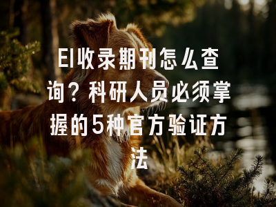 EI收录期刊怎么查询？科研人员必须掌握的5种官方验证方法