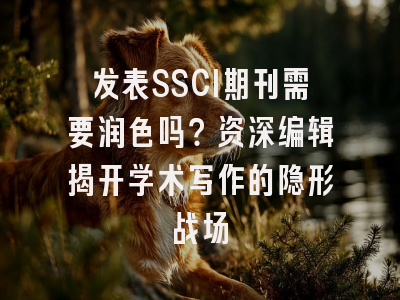 发表SSCI期刊需要润色吗？资深编辑揭开学术写作的隐形战场