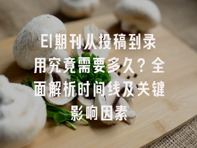 EI期刊从投稿到录用究竟需要多久？全面解析时间线及关键影响因素