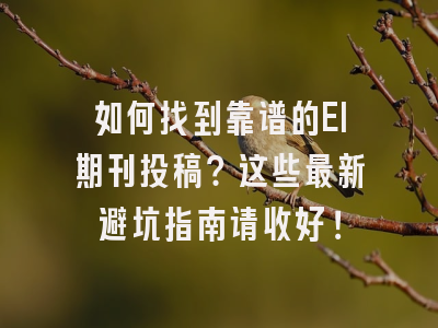 如何找到靠谱的EI期刊投稿？这些最新避坑指南请收好！