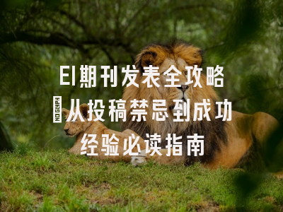 EI期刊发表全攻略：从投稿禁忌到成功经验必读指南