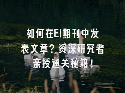 如何在EI期刊中发表文章？资深研究者亲授通关秘籍！