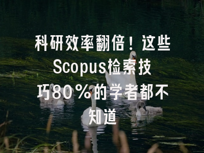 科研效率翻倍！这些Scopus检索技巧80%的学者都不知道
