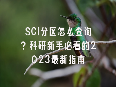 SCI分区怎么查询？科研新手必看的2023最新指南