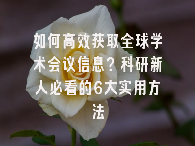 如何高效获取全球学术会议信息？科研新人必看的6大实用方法