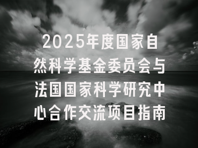 2025年度国家自然科学基金委员会与法国国家科学研究中心合作交流项目指南
