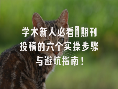 学术新人必看：期刊投稿的六个实操步骤与避坑指南！
