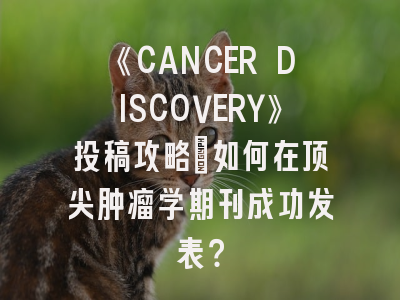 《CANCER DISCOVERY》投稿攻略：如何在顶尖肿瘤学期刊成功发表？