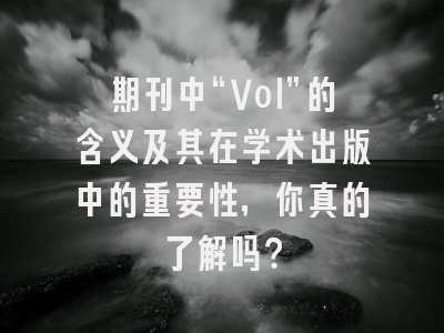 期刊中“Vol”的含义及其在学术出版中的重要性，你真的了解吗？