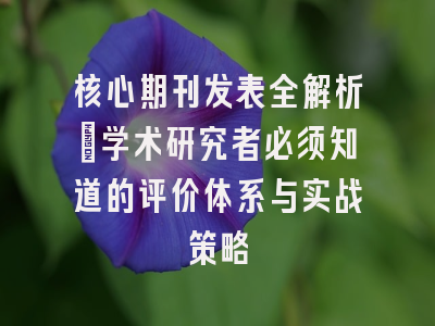 核心期刊发表全解析：学术研究者必须知道的评价体系与实战策略