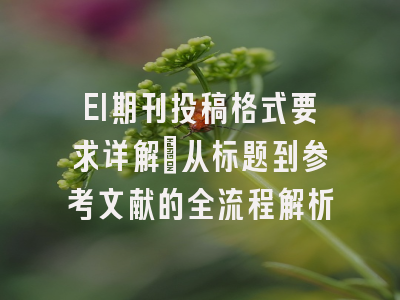 EI期刊投稿格式要求详解：从标题到参考文献的全流程解析