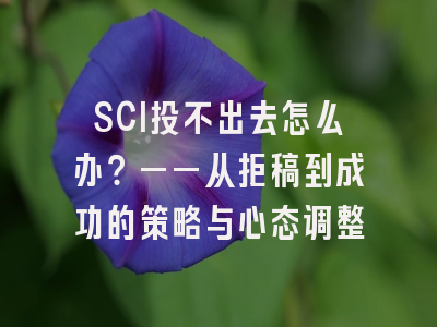 SCI投不出去怎么办？——从拒稿到成功的策略与心态调整