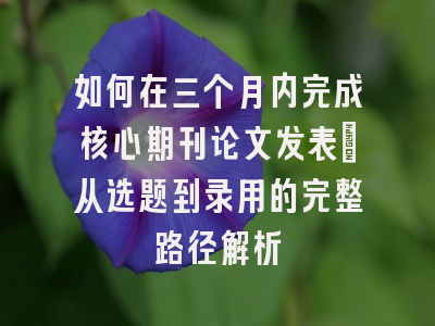 如何在三个月内完成核心期刊论文发表：从选题到录用的完整路径解析