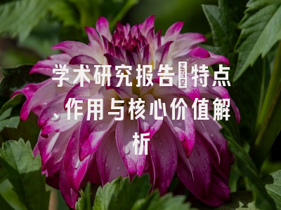 学术研究报告：特点、作用与核心价值解析