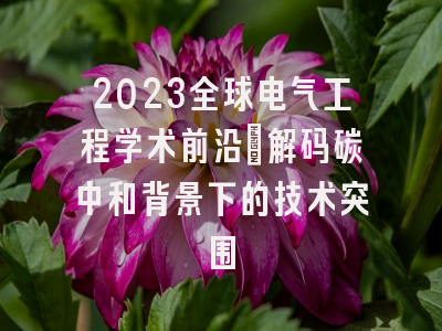 2023全球电气工程学术前沿：解码碳中和背景下的技术突围