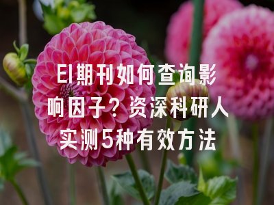 EI期刊如何查询影响因子？资深科研人实测5种有效方法