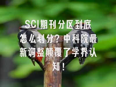 SCI期刊分区到底怎么划分？中科院最新调整颠覆了学界认知！