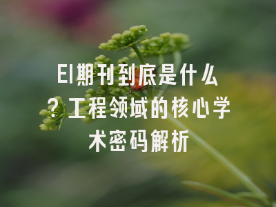 EI期刊到底是什么？工程领域的核心学术密码解析
