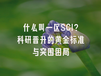 什么叫一区SCI？科研晋升的黄金标准与突围困局