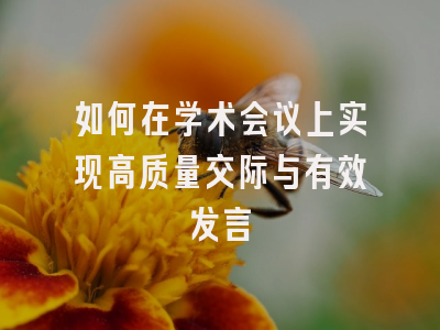 如何在学术会议上实现高质量交际与有效发言