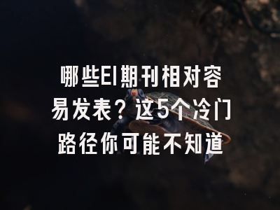 哪些EI期刊相对容易发表？这5个冷门路径你可能不知道