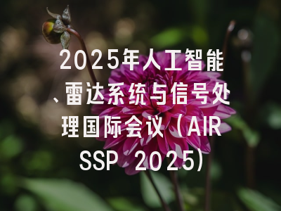 2025年人工智能、雷达系统与信号处理国际会议（AIRSSP 2025）