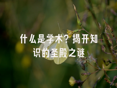 什么是学术？揭开知识的圣殿之谜