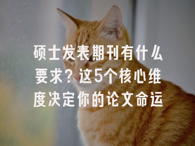 硕士发表期刊有什么要求？这5个核心维度决定你的论文命运