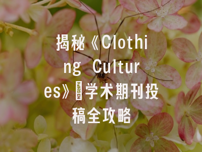 揭秘《Clothing Cultures》_学术期刊投稿全攻略
