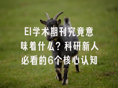 EI学术期刊究竟意味着什么？科研新人必看的6个核心认知