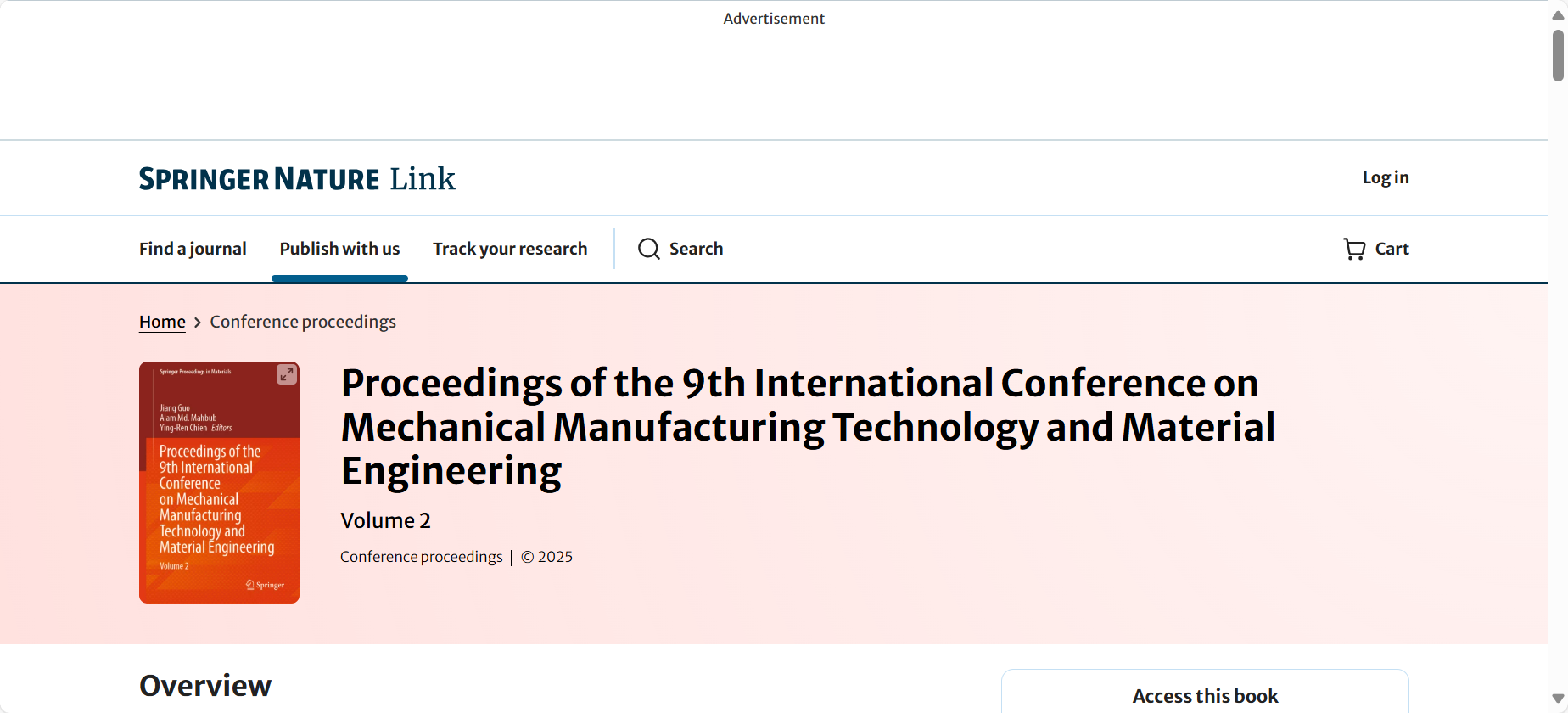 第十届机械制造技术与材料工程国际学术会议（MMTME 2025）