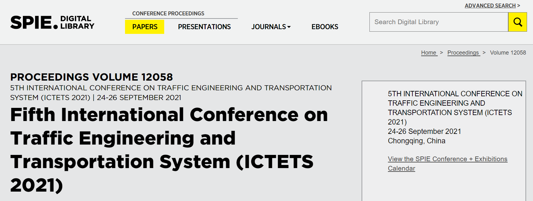 第九届交通工程与运输系统国际学术会议（ICTETS 2025）