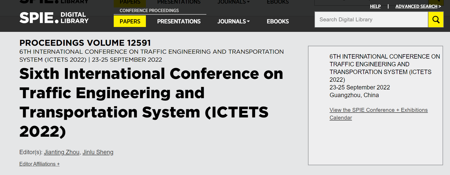 第九届交通工程与运输系统国际学术会议（ICTETS 2025）