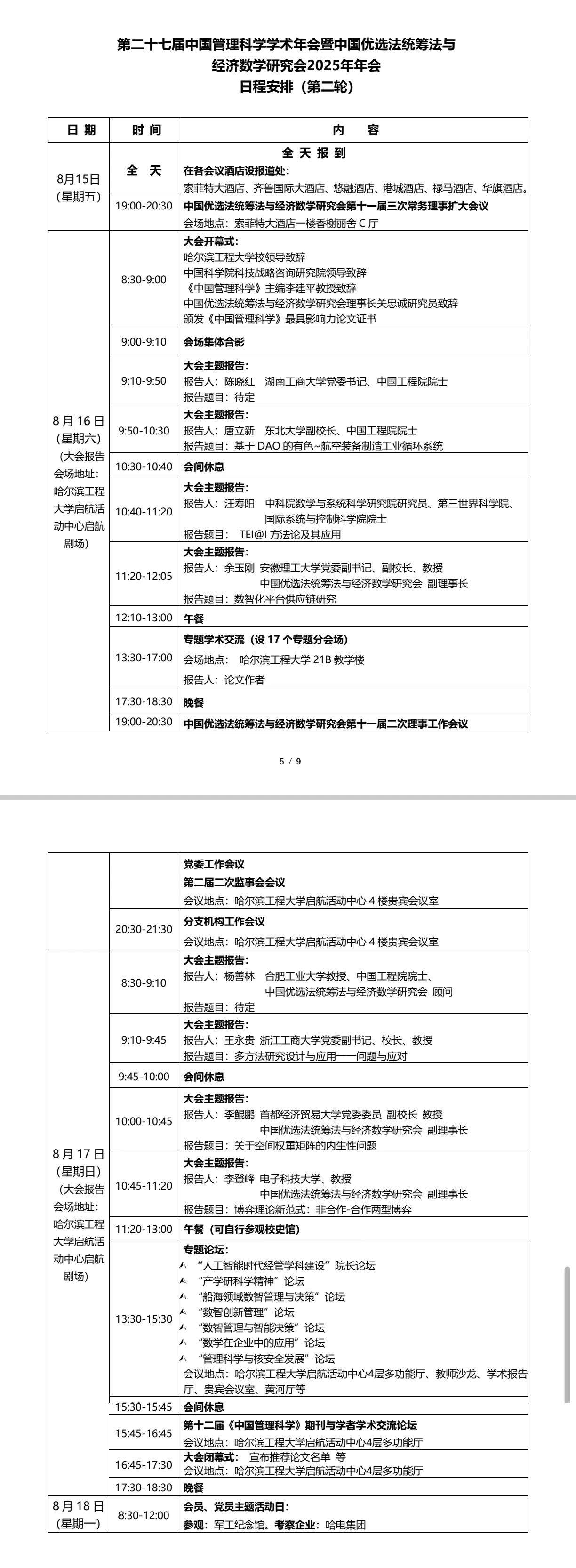 第二十七届中国管理科学学术年会暨2025年中国优选法统筹法与经济数学研究会年会
