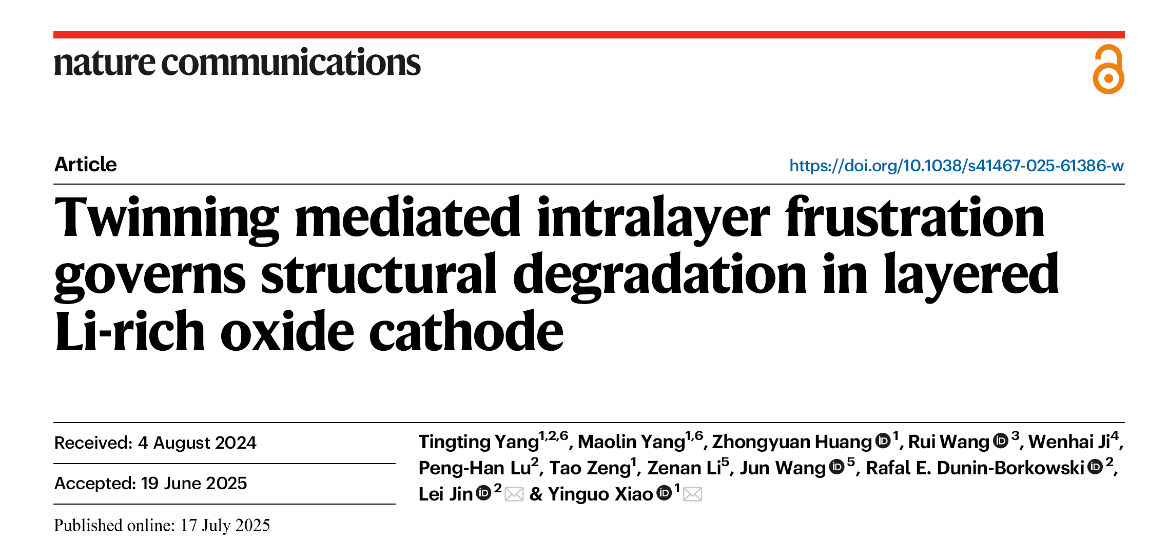 北京大学新材料学院肖荫果团队在《自然·通讯》发表研究成果：原位中子和电子显微方法揭示富锂锰基正极材料结构失效机制