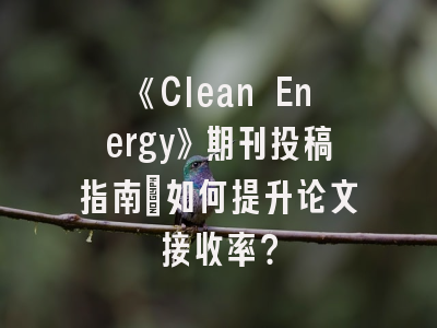 《Clean Energy》期刊投稿指南：如何提升论文接收率？