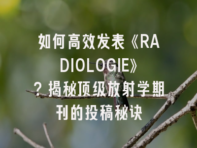 如何高效发表《RADIOLOGIE》？揭秘顶级放射学期刊的投稿秘诀