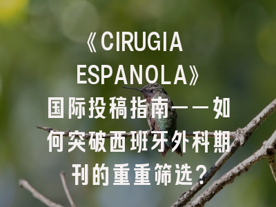 《CIRUGIA ESPANOLA》国际投稿指南——如何突破西班牙外科期刊的重重筛选？