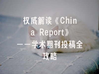 权威解读《China Report》——学术期刊投稿全攻略