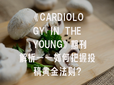 《CARDIOLOGY IN THE YOUNG》期刊解析——如何把握投稿黄金法则？
