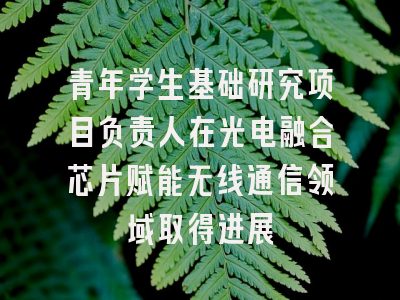 青年学生基础研究项目负责人在光电融合芯片赋能无线通信领域取得进展