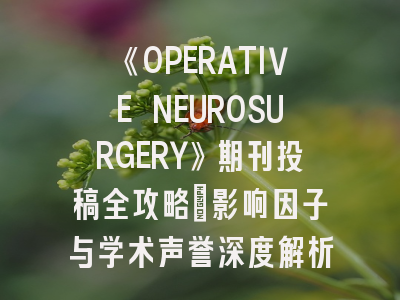 《OPERATIVE NEUROSURGERY》期刊投稿全攻略：影响因子与学术声誉深度解析