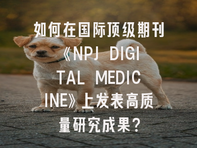 如何在国际顶级期刊《NPJ DIGITAL MEDICINE》上发表高质量研究成果？