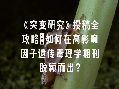 《突变研究》投稿全攻略：如何在高影响因子遗传毒理学期刊脱颖而出？